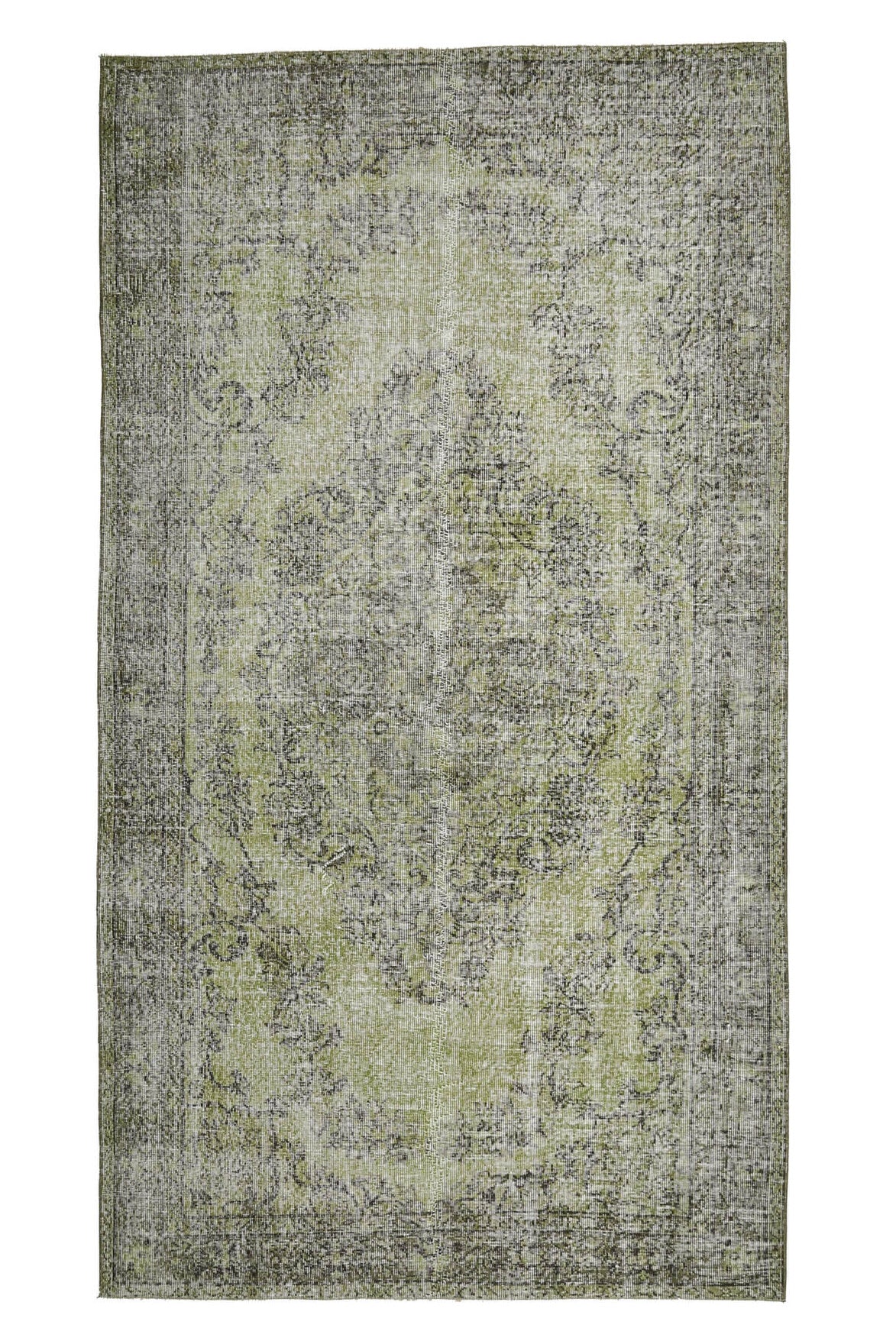 155x280 cm bej oryantal desenli el dokuma vintage halı – üstten tam görünüm