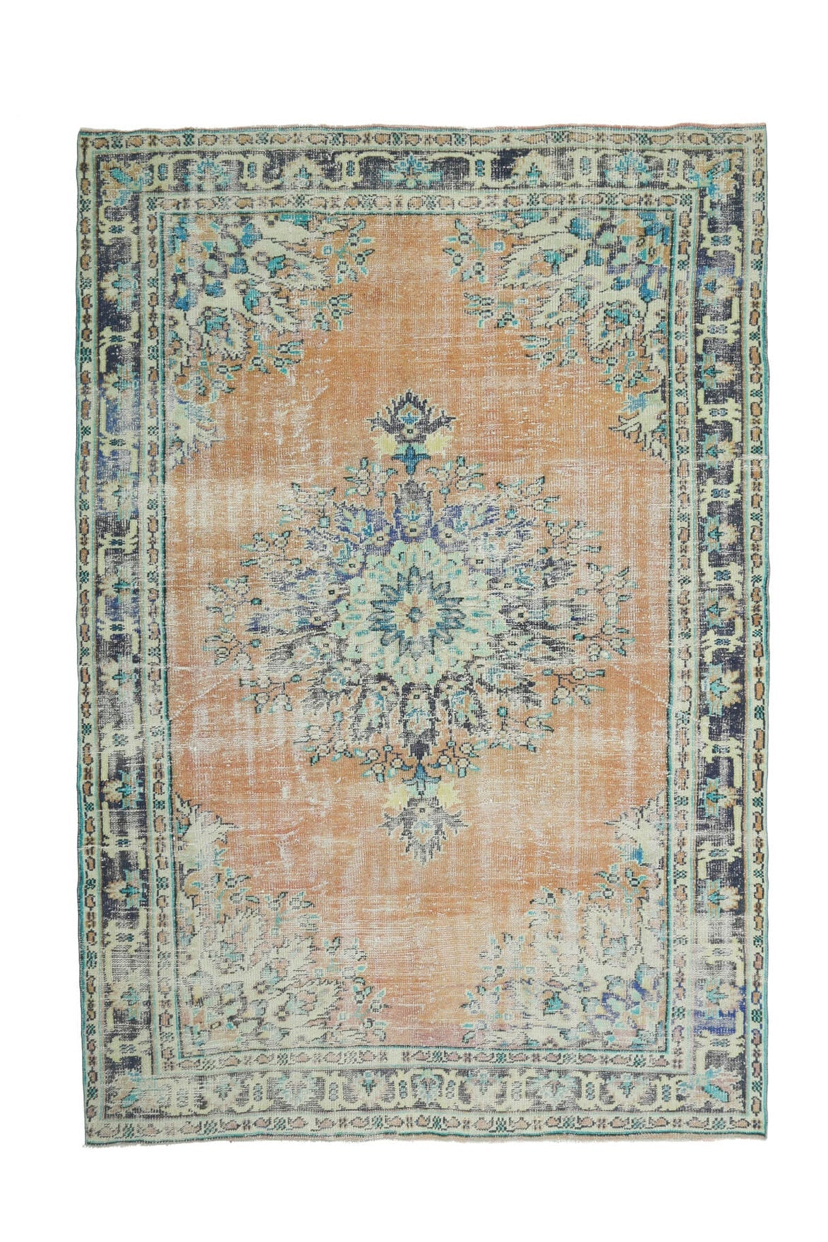 El yapımı vintage halı 183x274 cm oryantal desenli yün - farklı açıdan görünüm