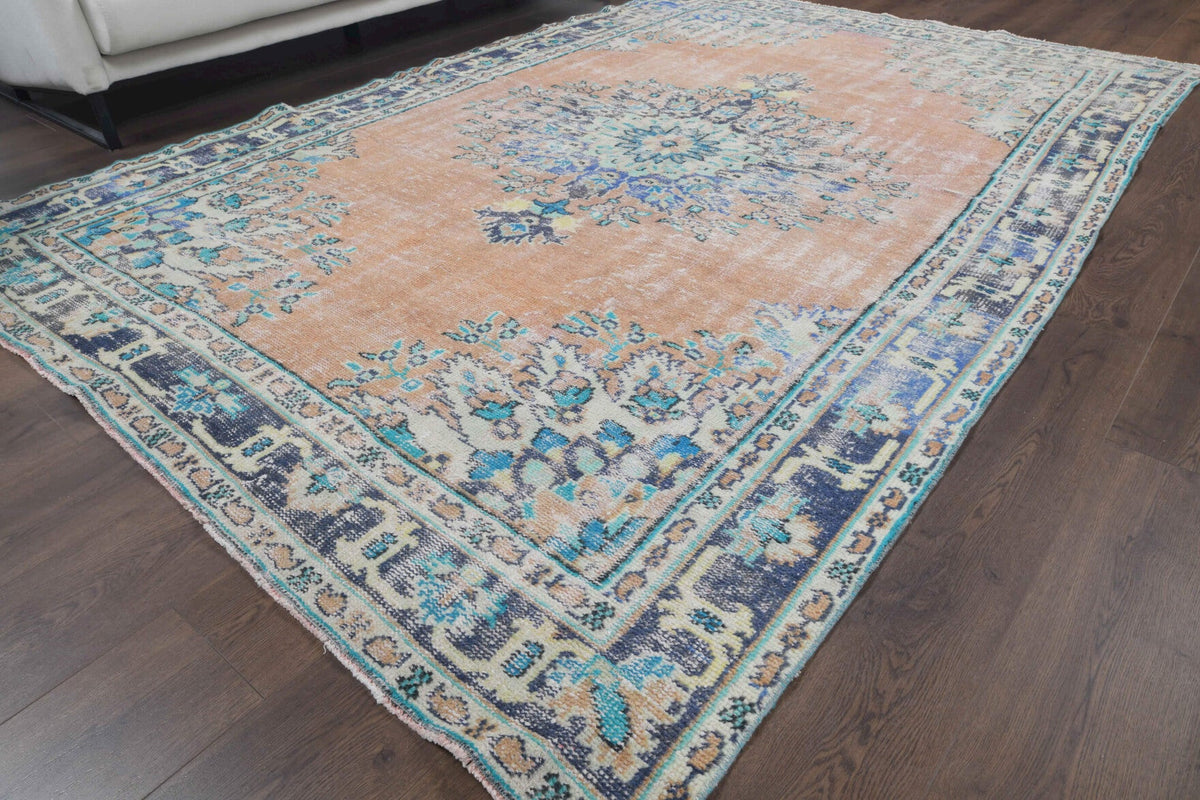 El yapımı vintage halı 183x274 cm oryantal desenli yün - desen detayı
