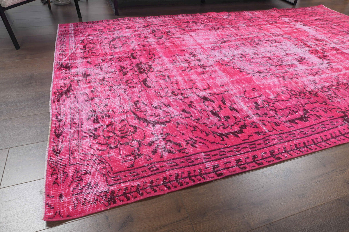 El yapımı vintage halı 170x277 cm soyut desenli yün - üstten görünüm