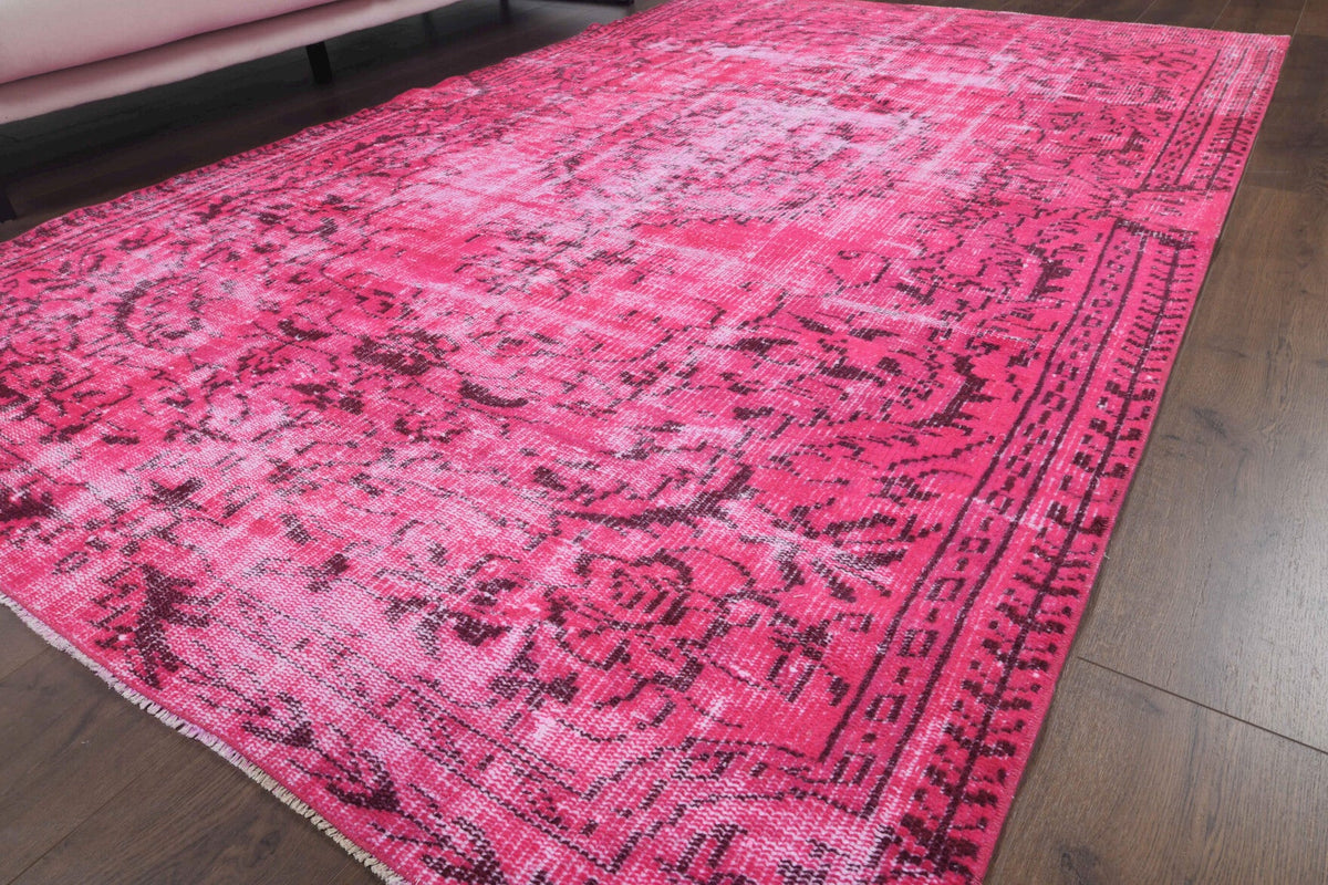 El yapımı vintage halı 170x277 cm soyut desenli yün - açık alan görünümü
