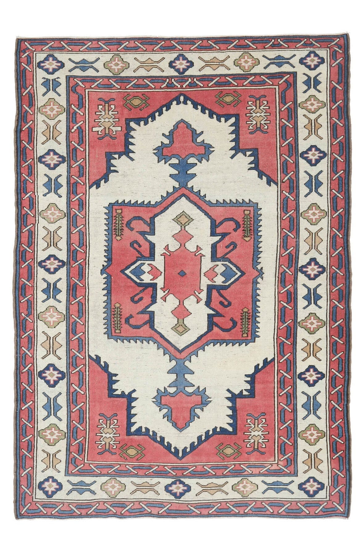 Pastel Colored Vintage Area Milas Rug
