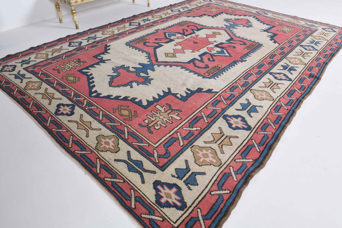 Pastel Colored Vintage Area Milas Rug
