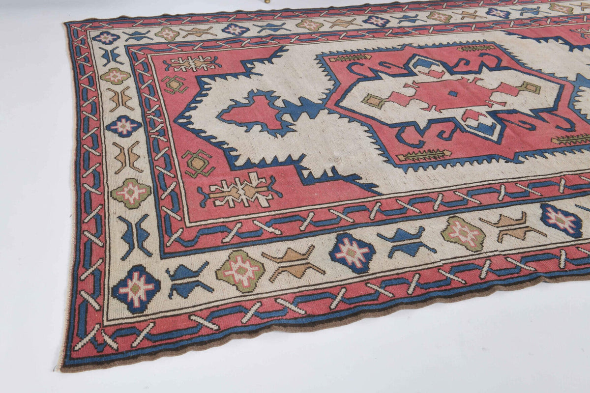 Pastel Colored Vintage Area Milas Rug