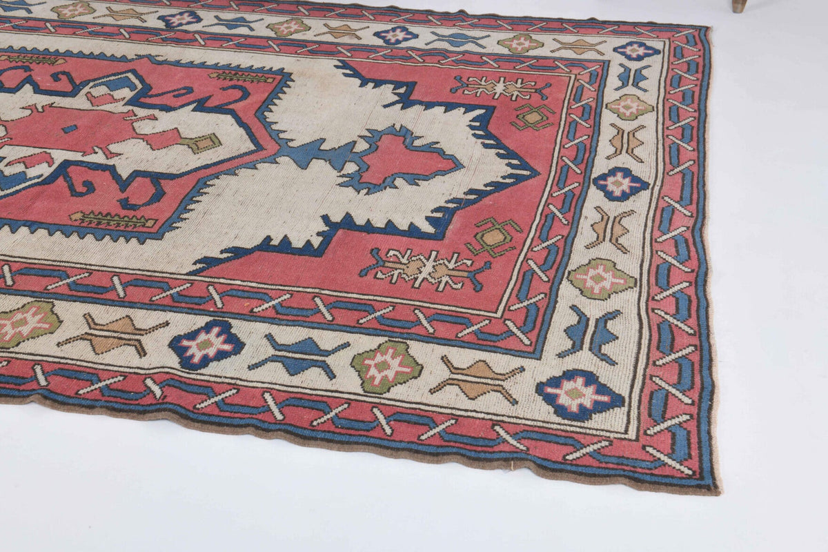 Pastel Colored Vintage Area Milas Rug