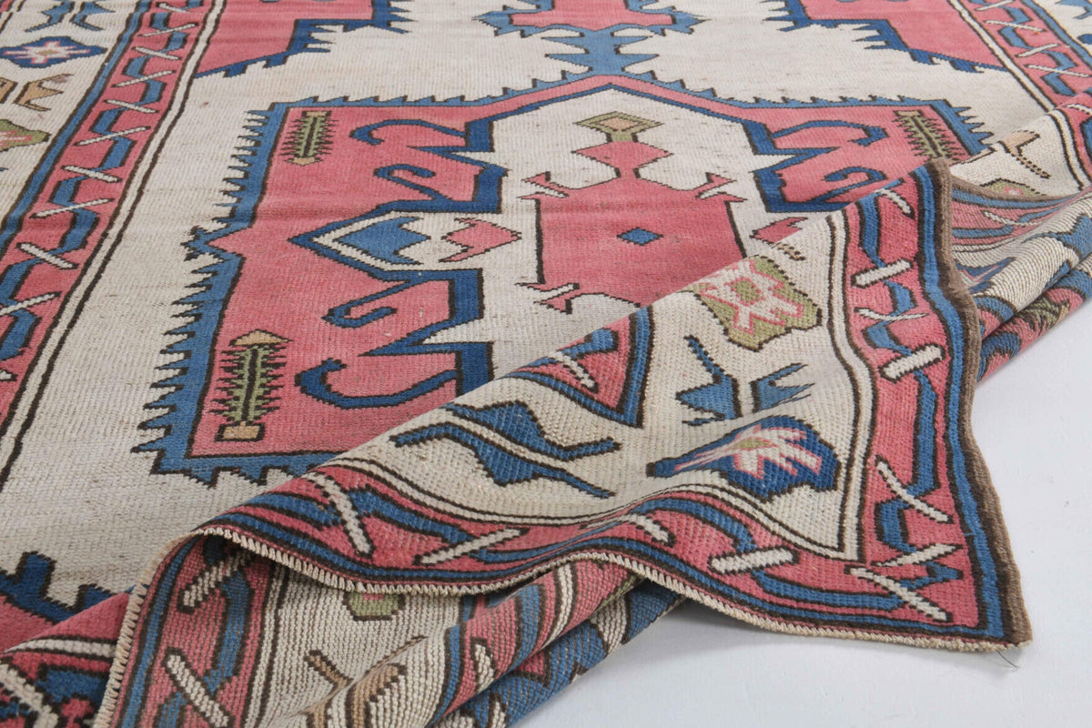 Pastel Colored Vintage Area Milas Rug
