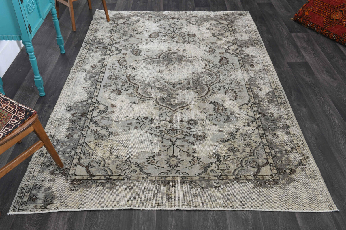 El yapımı vintage halı 185x290 cm çiçek desenli desenli yün - detay görünümü