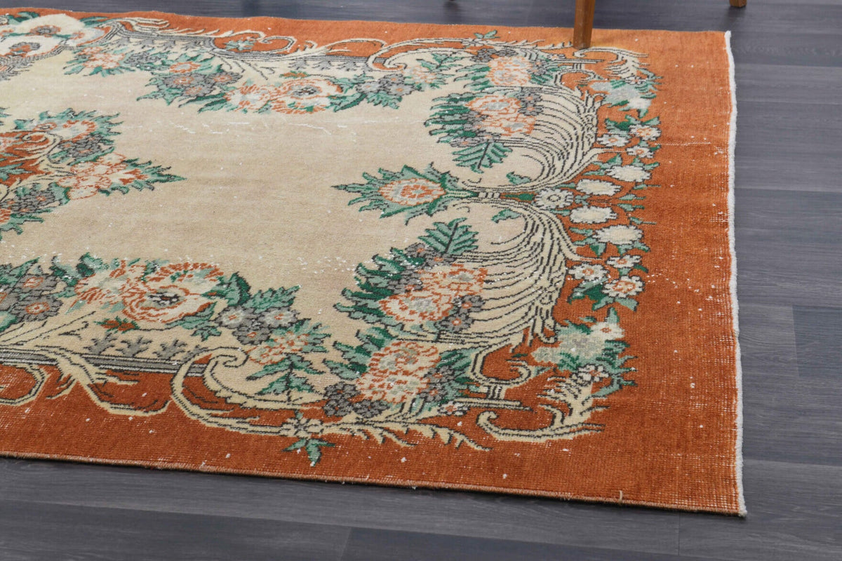 El yapımı vintage halı 152x274 cm oryantal desenli yün - mekan görünümü
