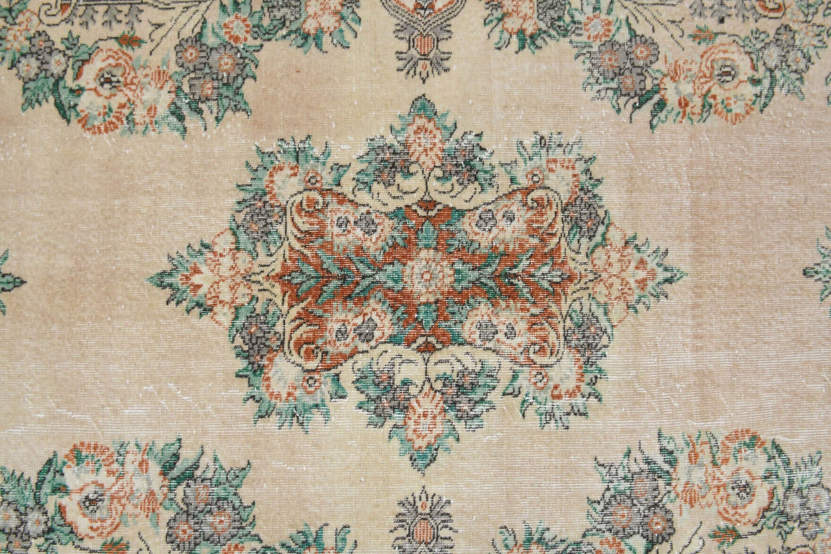 El yapımı vintage halı 152x274 cm oryantal desenli yün - üstten görünüm