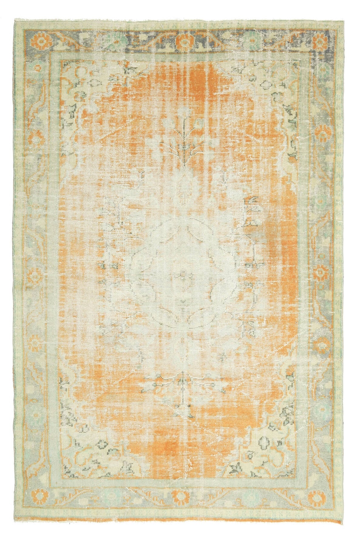 El yapımı vintage halı 183x274 cm oryantal desenli yün - detay görünümü