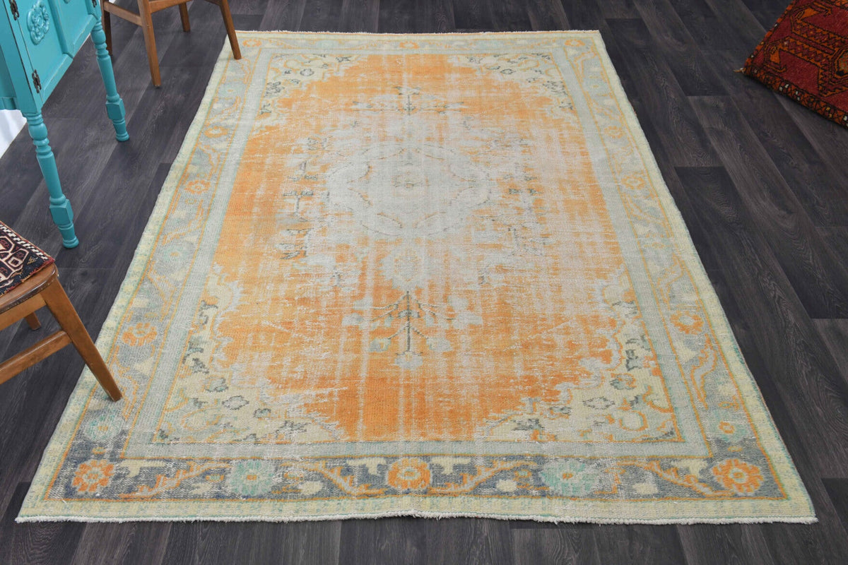 El yapımı vintage halı 183x274 cm oryantal desenli yün - detay görünümü