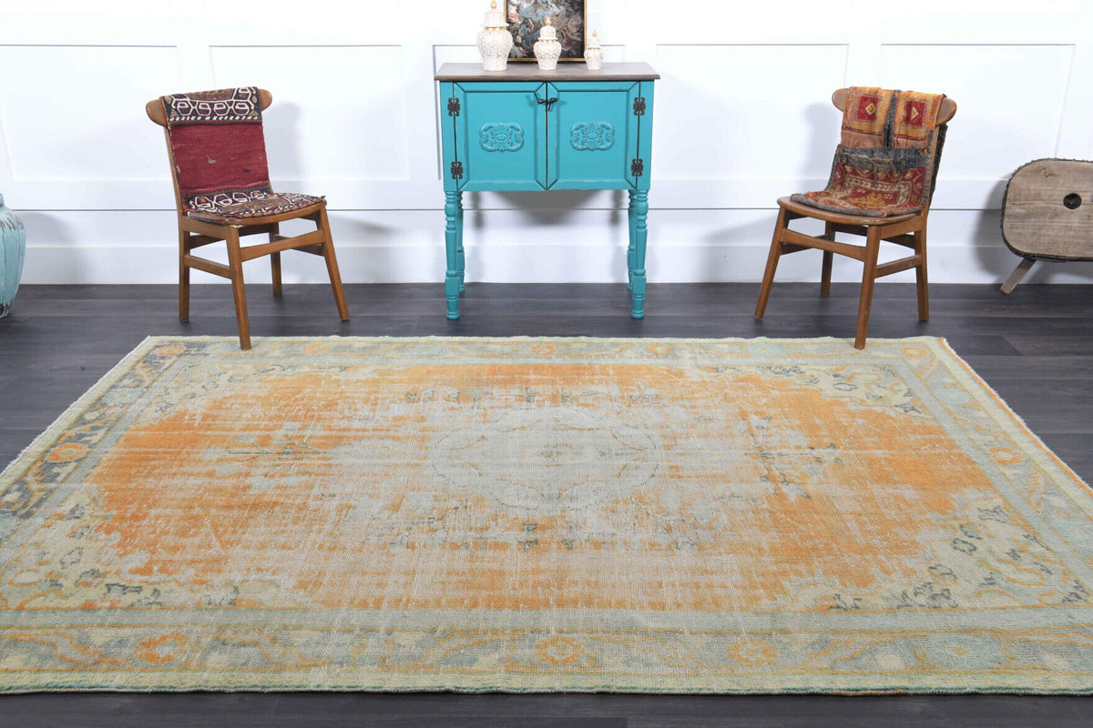El yapımı vintage halı 183x274 cm oryantal desenli yün - desen detayı