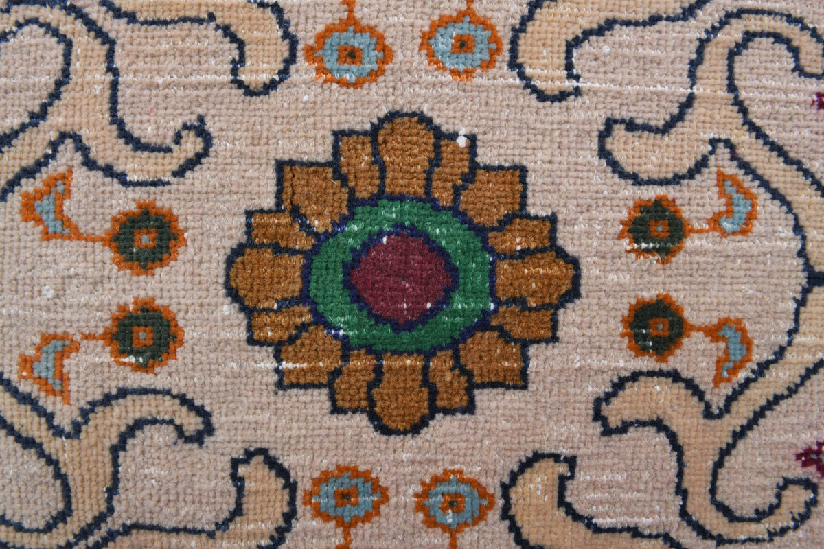 El yapımı vintage halı 244x366 cm oryantal desenli yün - desen detayı