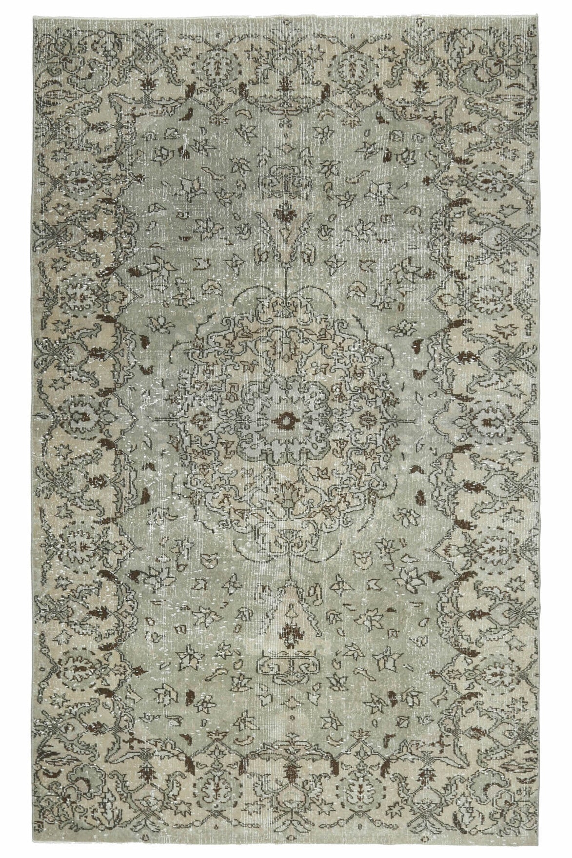 El yapımı vintage halı 152x274 cm çiçek desenli desenli yün - detay görünümü
