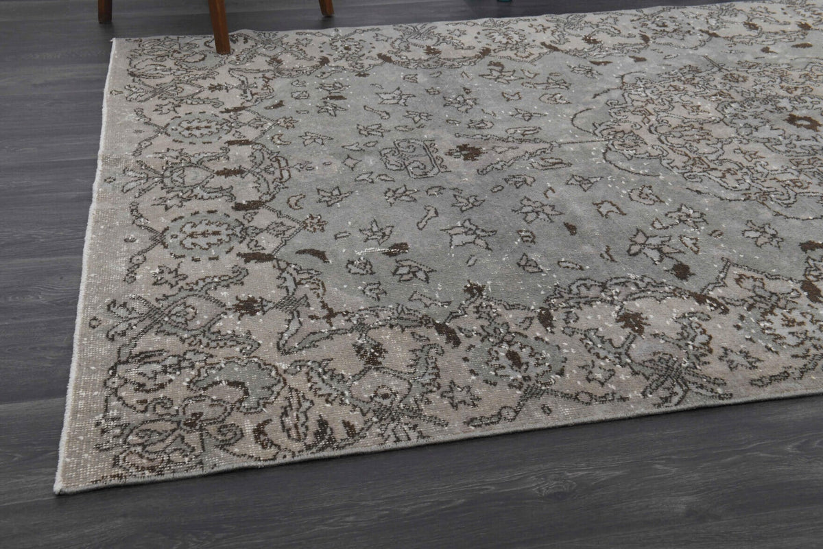 El yapımı vintage halı 152x274 cm çiçek desenli desenli yün - kenar ve saçak detayı