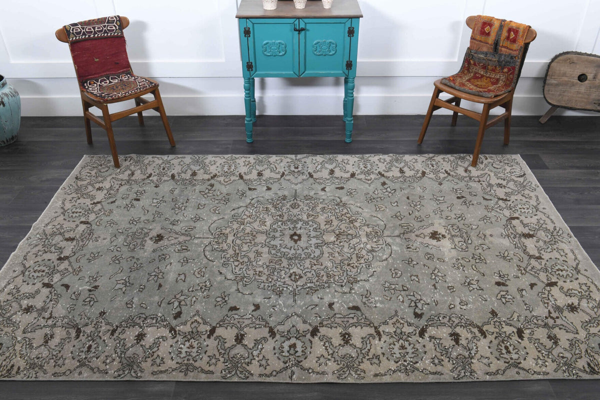 El yapımı vintage halı 152x274 cm çiçek desenli desenli yün - desen detayı