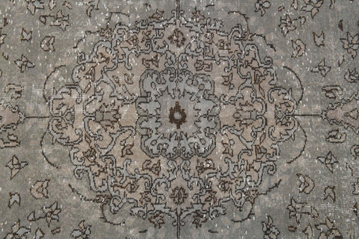 El yapımı vintage halı 152x274 cm çiçek desenli desenli yün - üstten görünüm