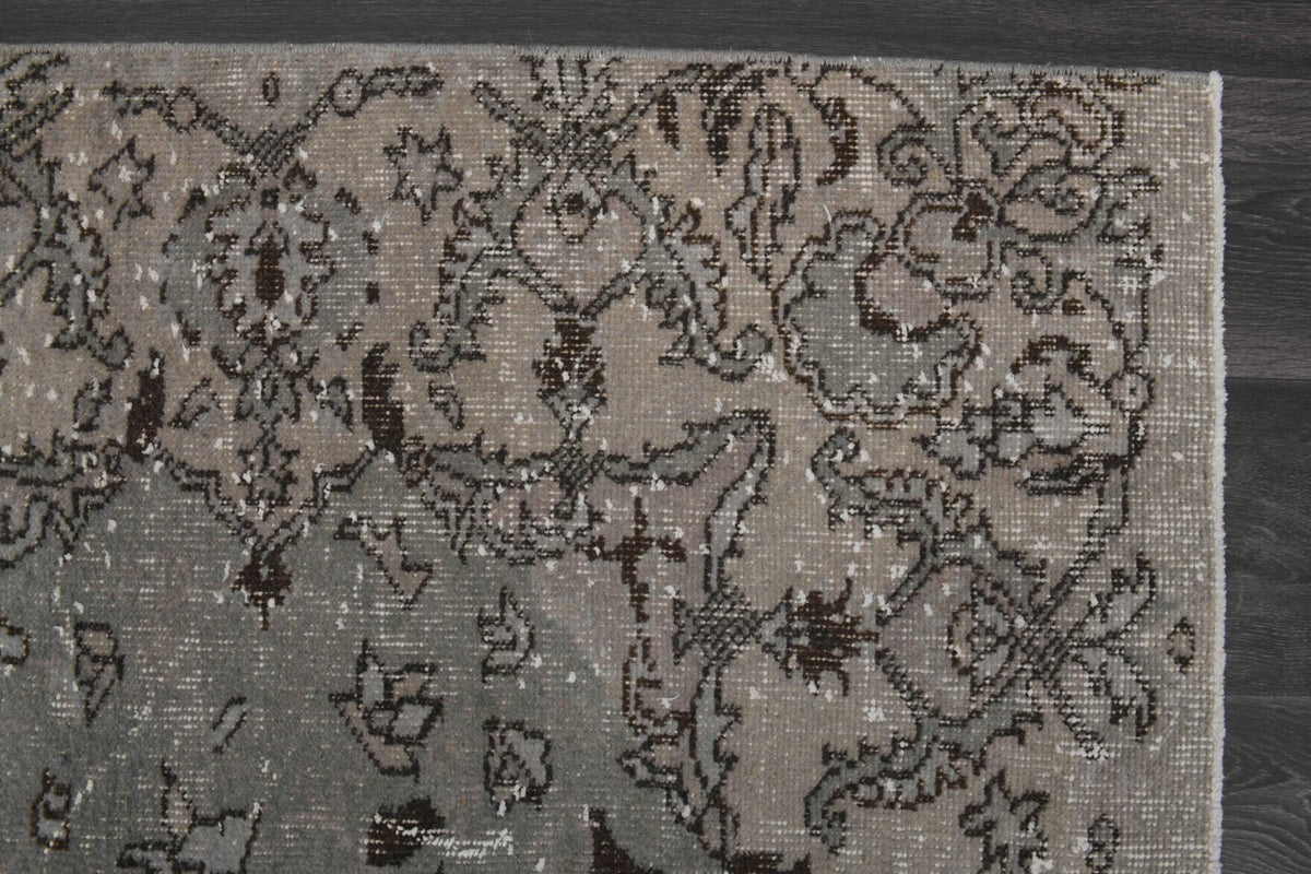 El yapımı vintage halı 152x274 cm çiçek desenli desenli yün - farklı açıdan görünüm