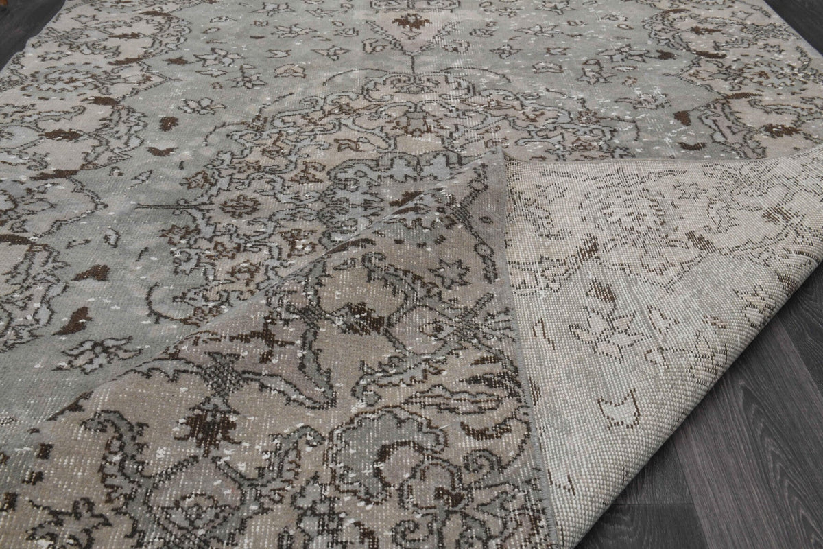 El yapımı vintage halı 152x274 cm çiçek desenli desenli yün