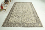 El yapımı vintage halı 188x295 cm çiçek desenli desenli yün - detay görünümü