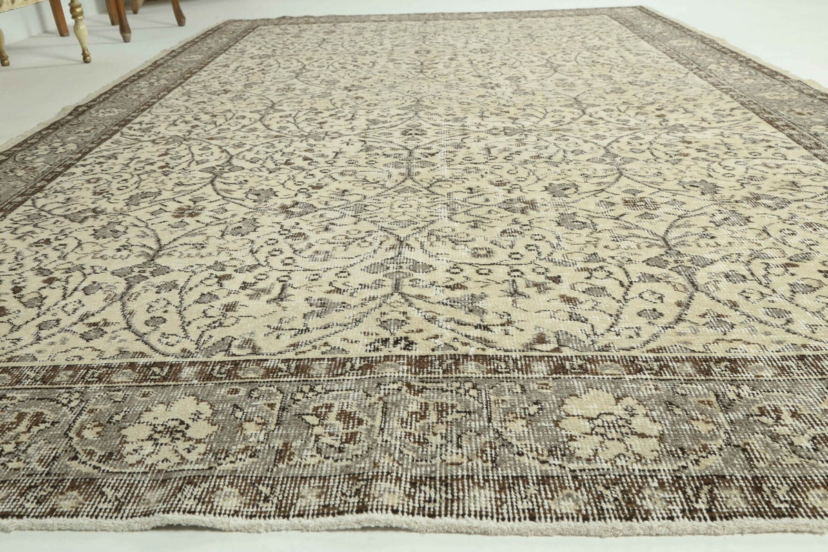 El yapımı vintage halı 188x295 cm çiçek desenli desenli yün - mekan görünümü