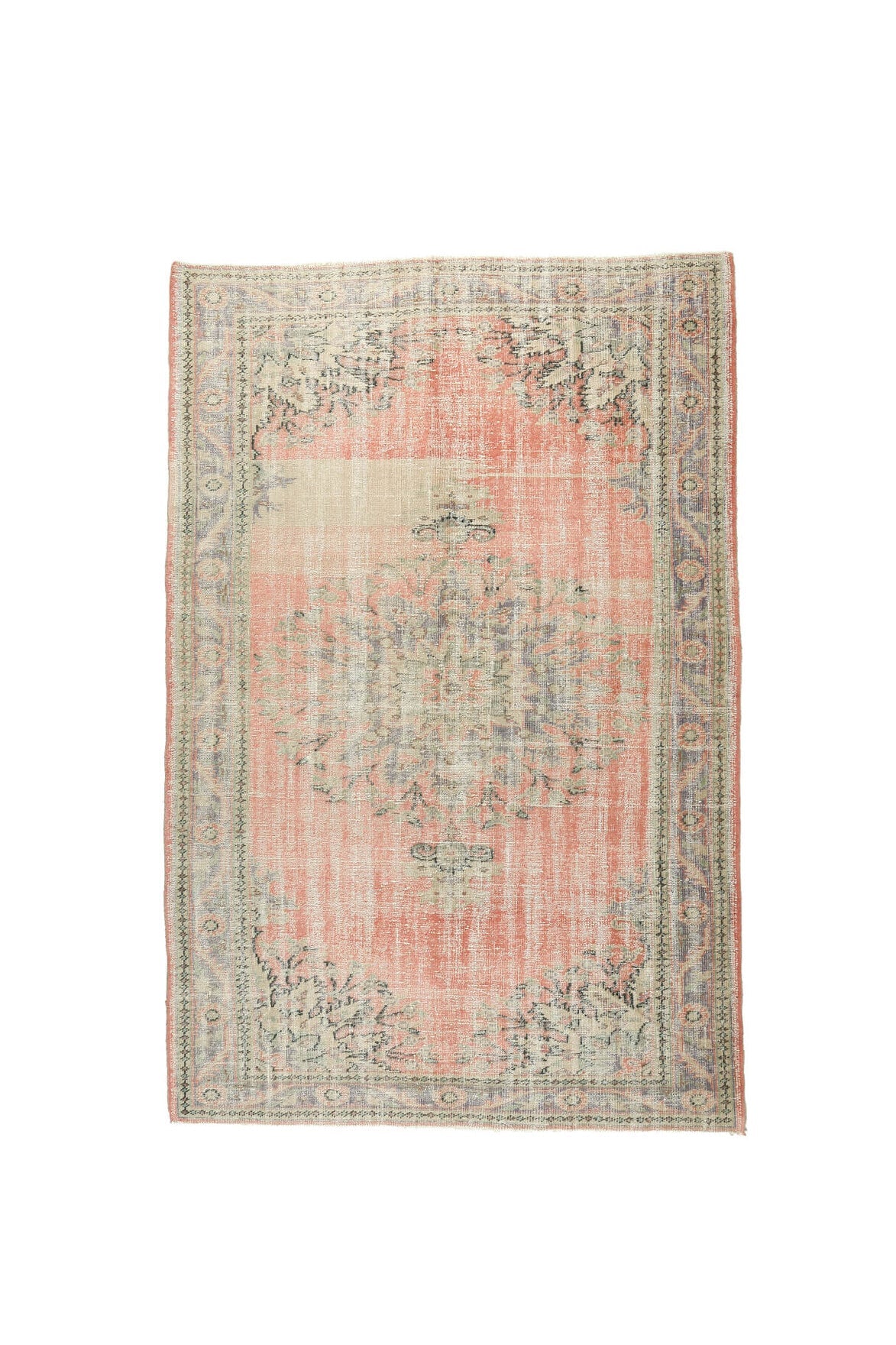 El yapımı vintage halı 183x274 cm çiçek desenli desenli yün - detay görünümü