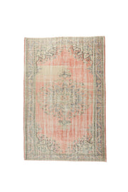 El yapımı vintage halı 183x274 cm çiçek desenli desenli yün - detay görünümü