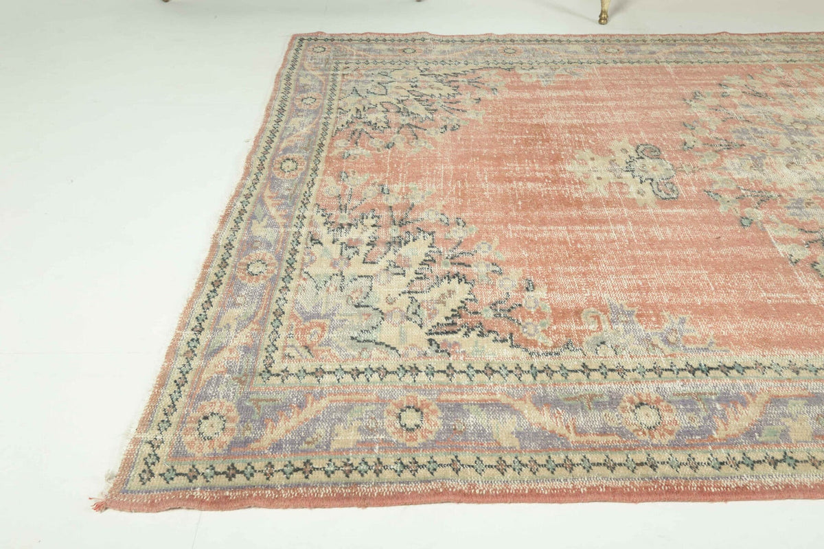 El yapımı vintage halı 183x274 cm çiçek desenli desenli yün - desen detayı