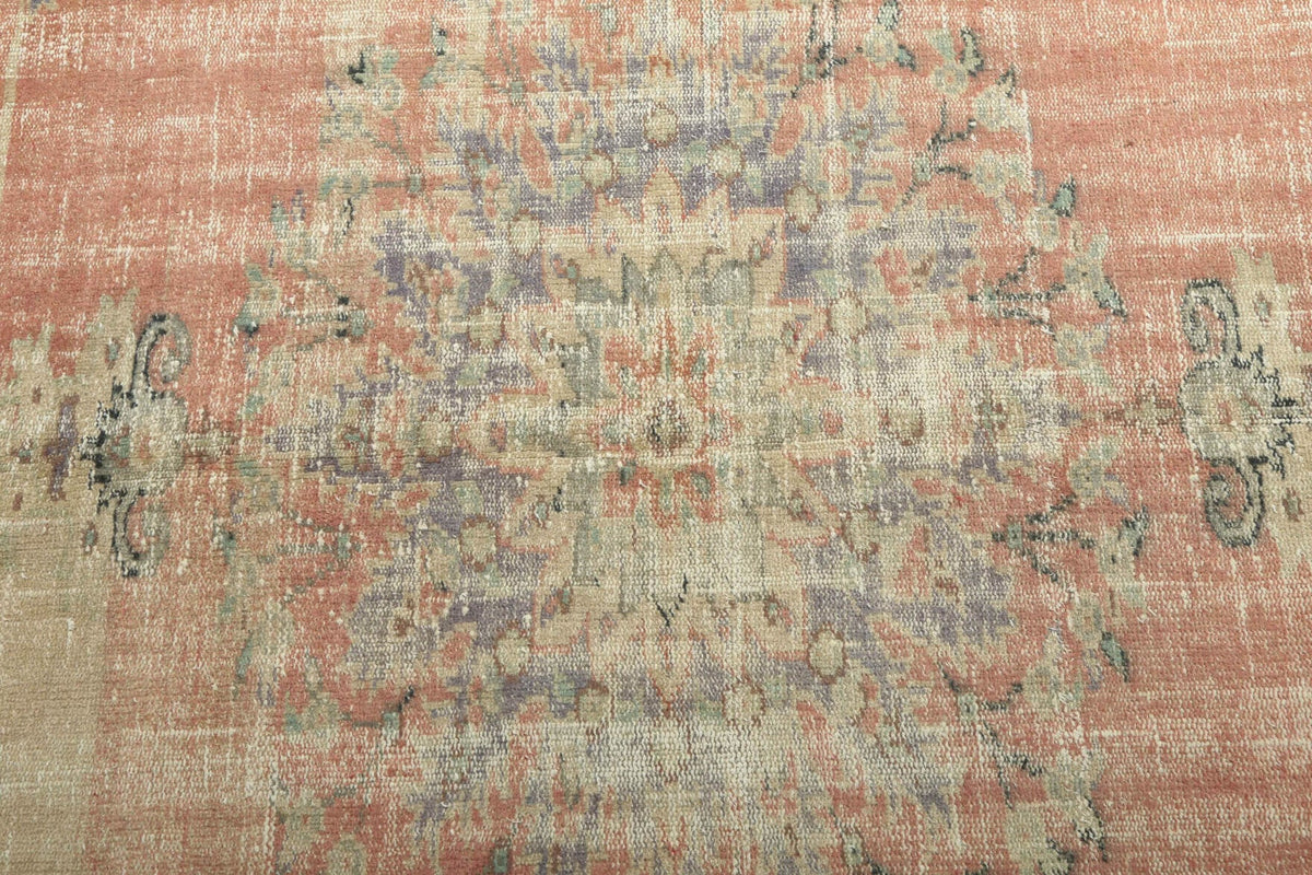 El yapımı vintage halı 183x274 cm çiçek desenli desenli yün - açık alan görünümü