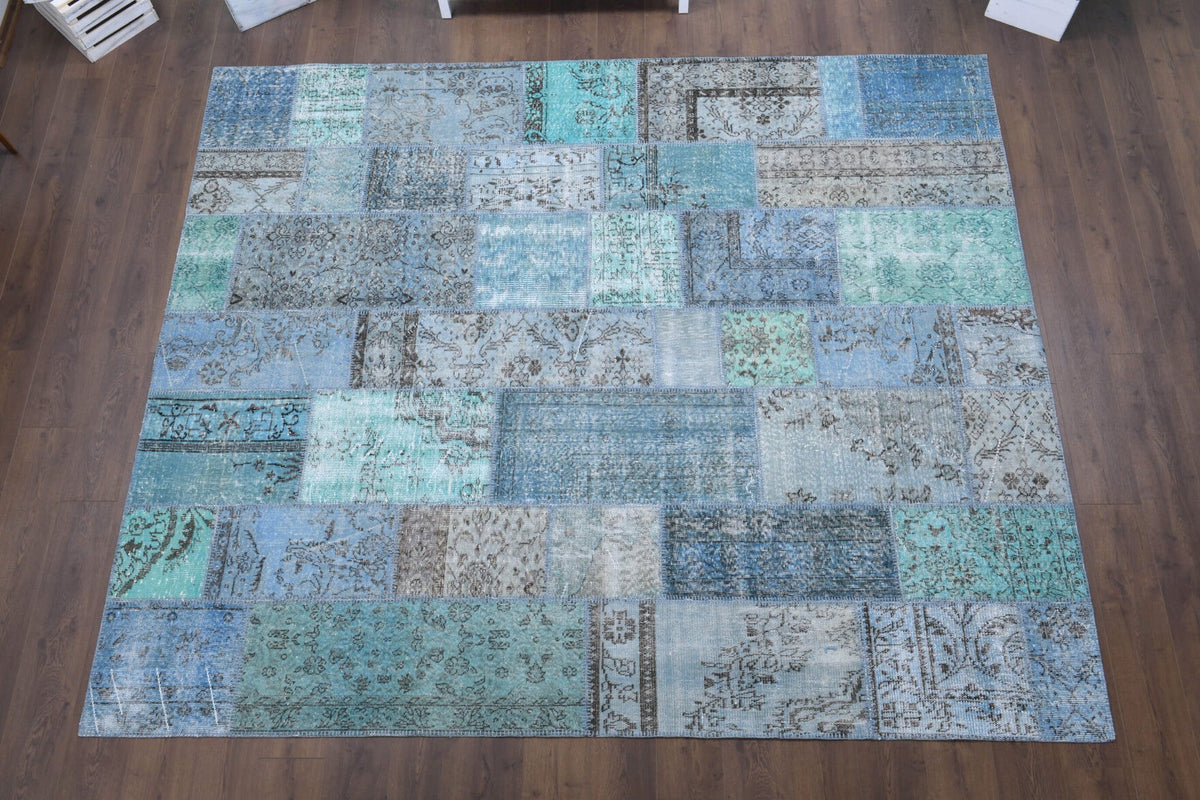 Vintage Blue Patchwork Area Rug