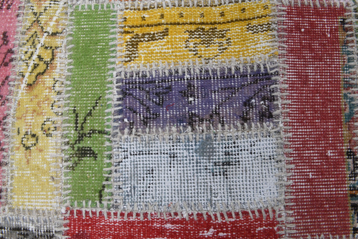 El yapımı vintage halı 249x353 cm tribal desenli yün - desen detayı