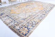 El yapımı vintage halı 244x335 cm oryantal desenli yün - detay görünümü
