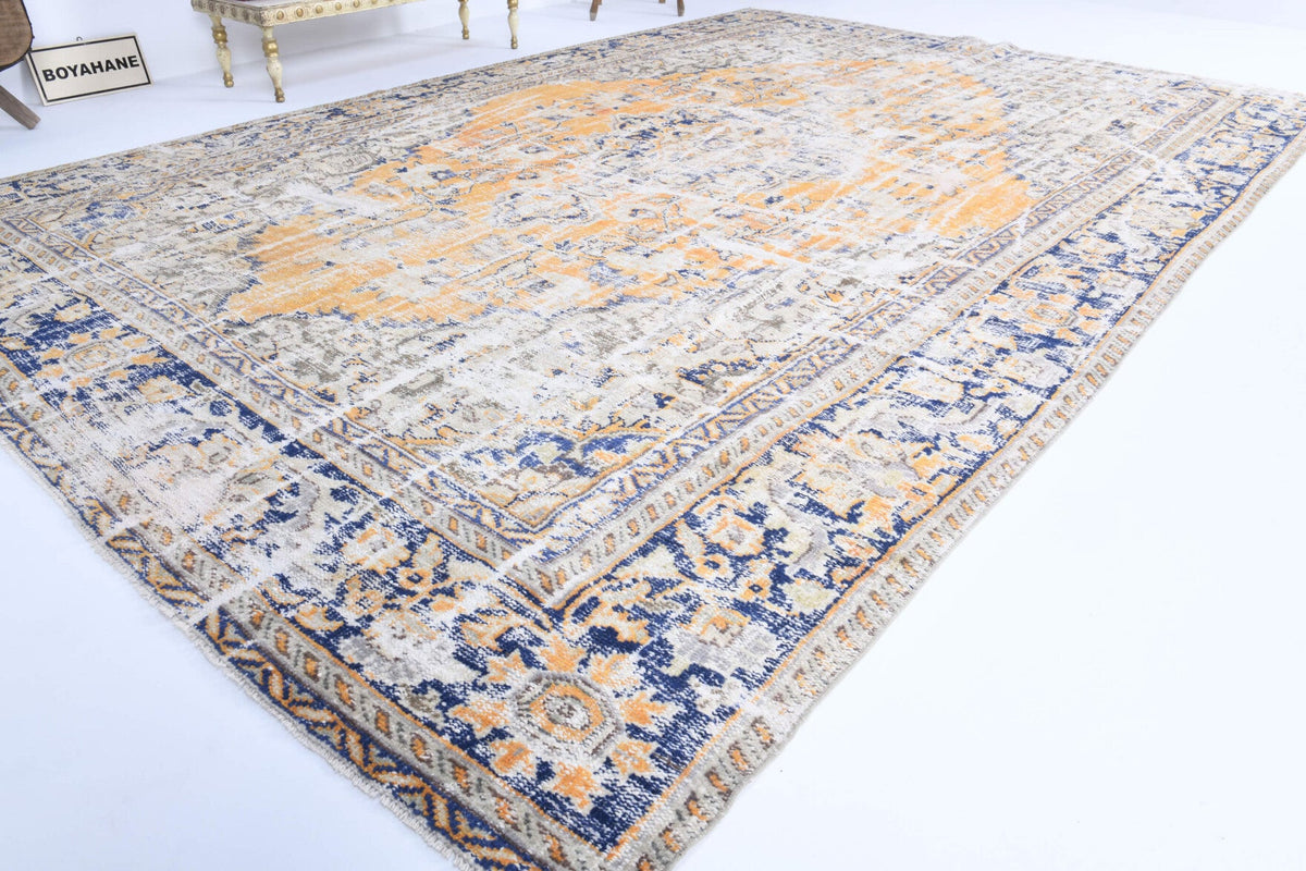 Distressed Oriental Orange Anatolian Rug