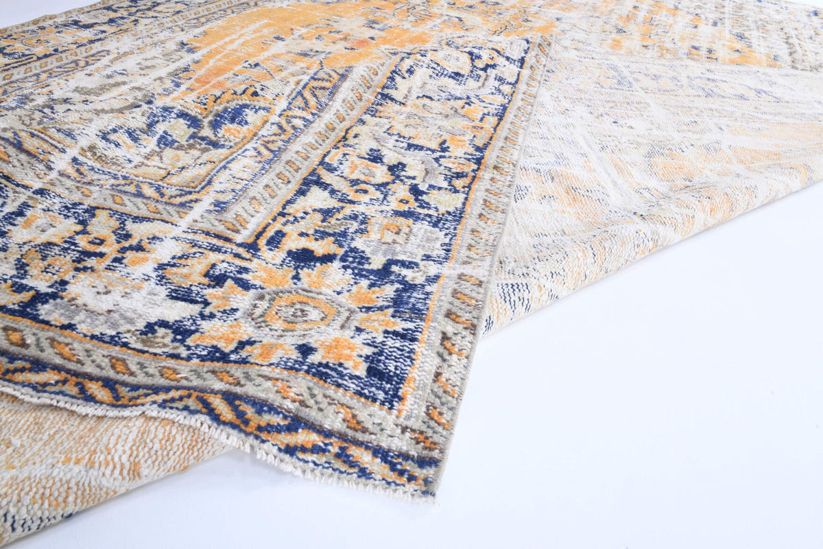 Distressed Oriental Orange Anatolian Rug
