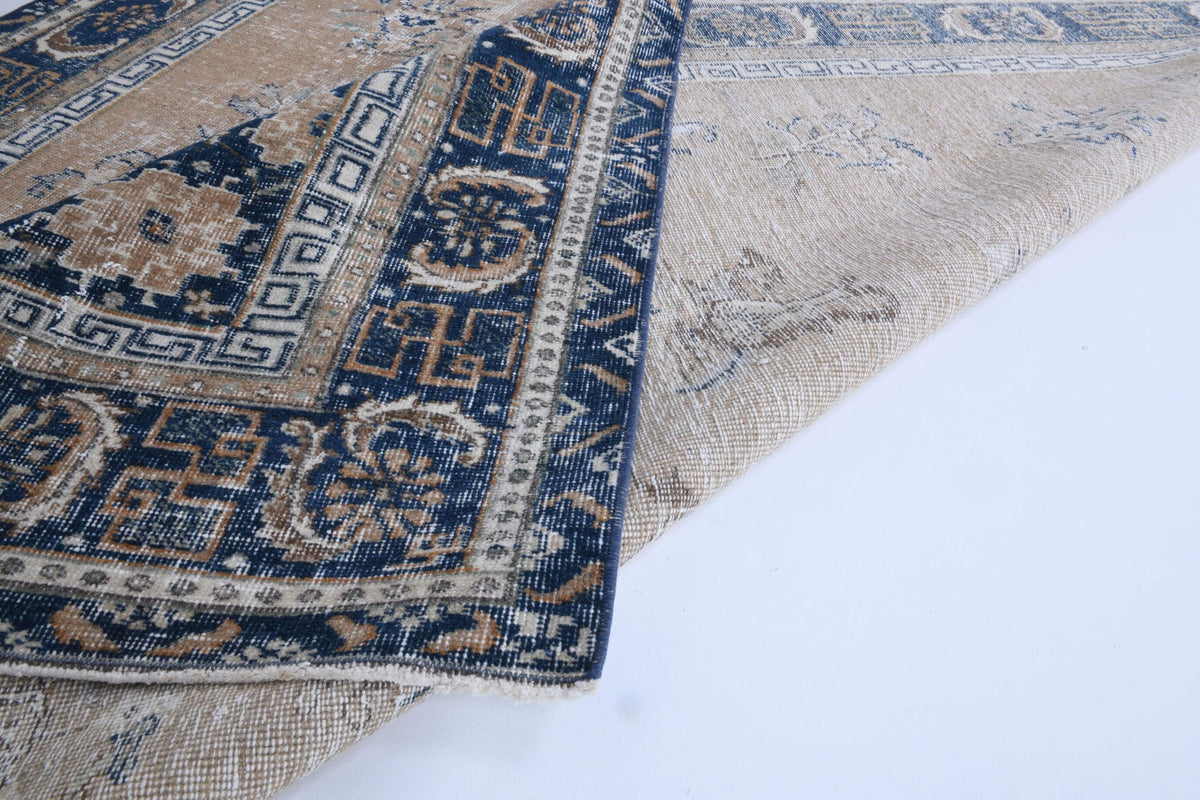 El yapımı vintage halı 201x279 cm oryantal desenli yün - mekan görünümü