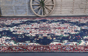 El yapımı vintage halı 244x427 cm oryantal desenli yün - detay görünümü