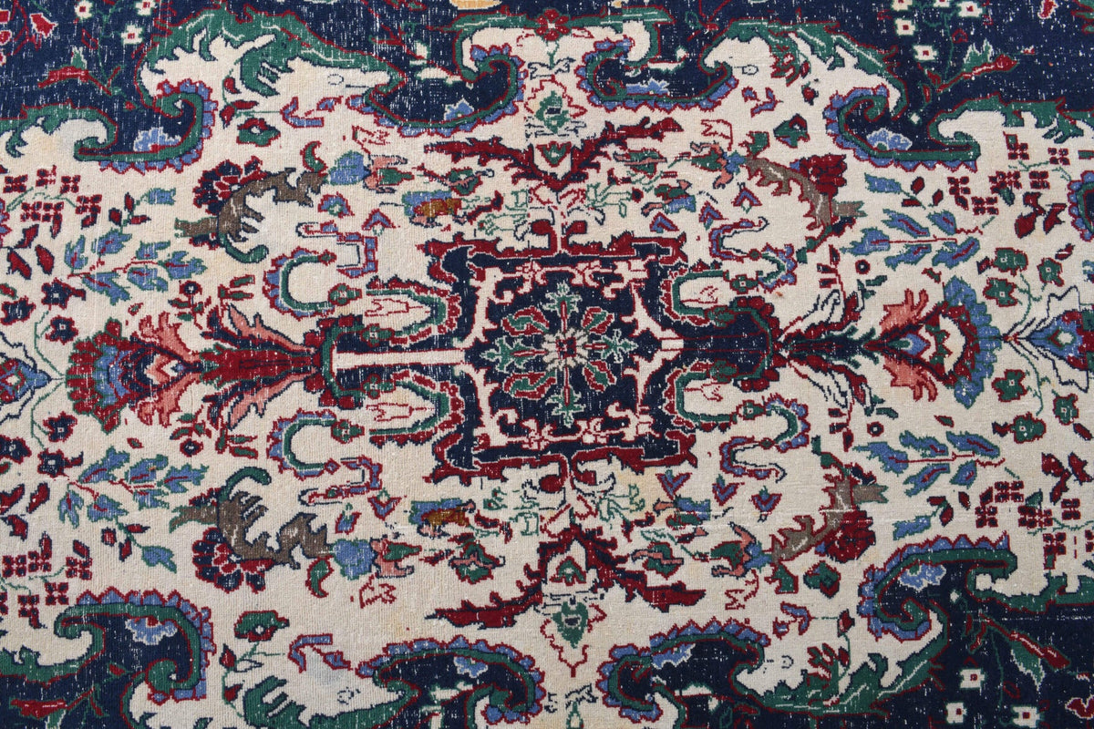 El yapımı vintage halı 244x427 cm oryantal desenli yün - desen detayı