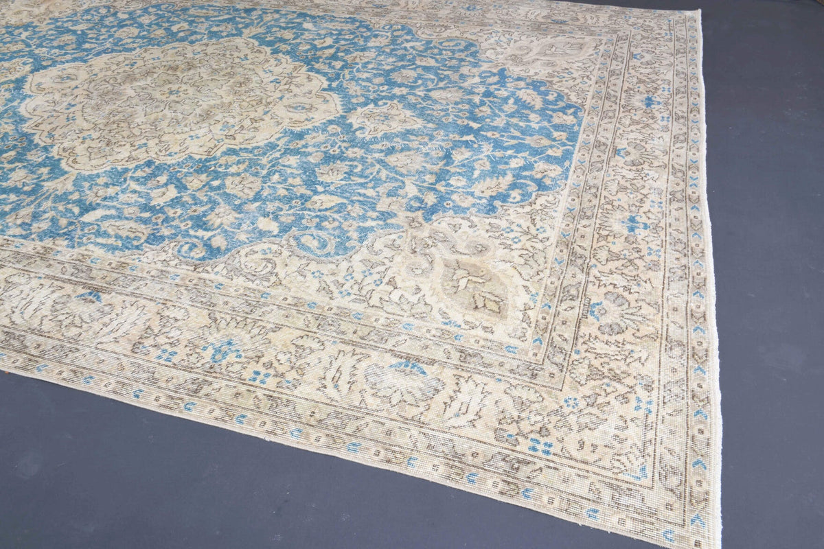 El yapımı vintage halı 259x363 cm oryantal desenli yün - desen detayı