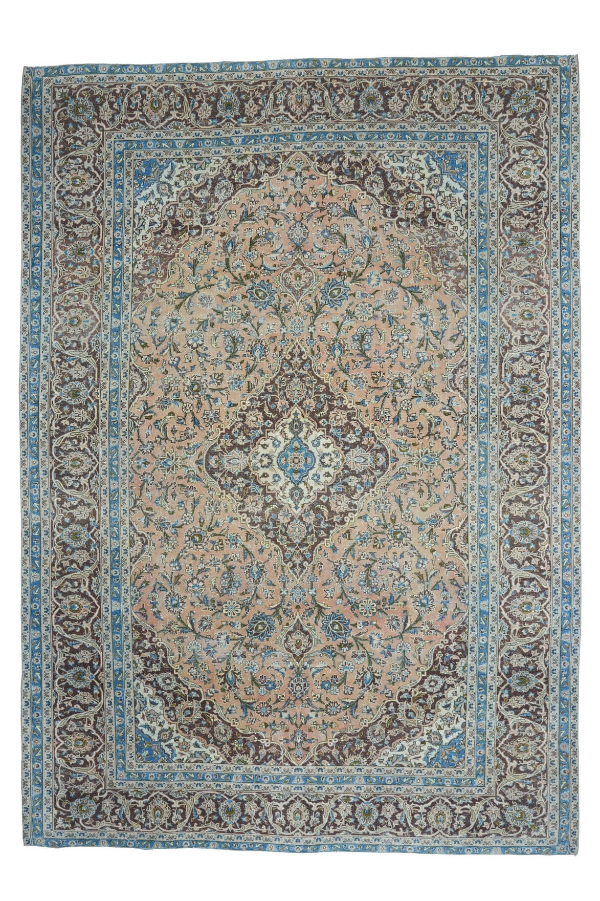 El yapımı vintage halı 287x411 cm oryantal desenli yün - detay görünümü