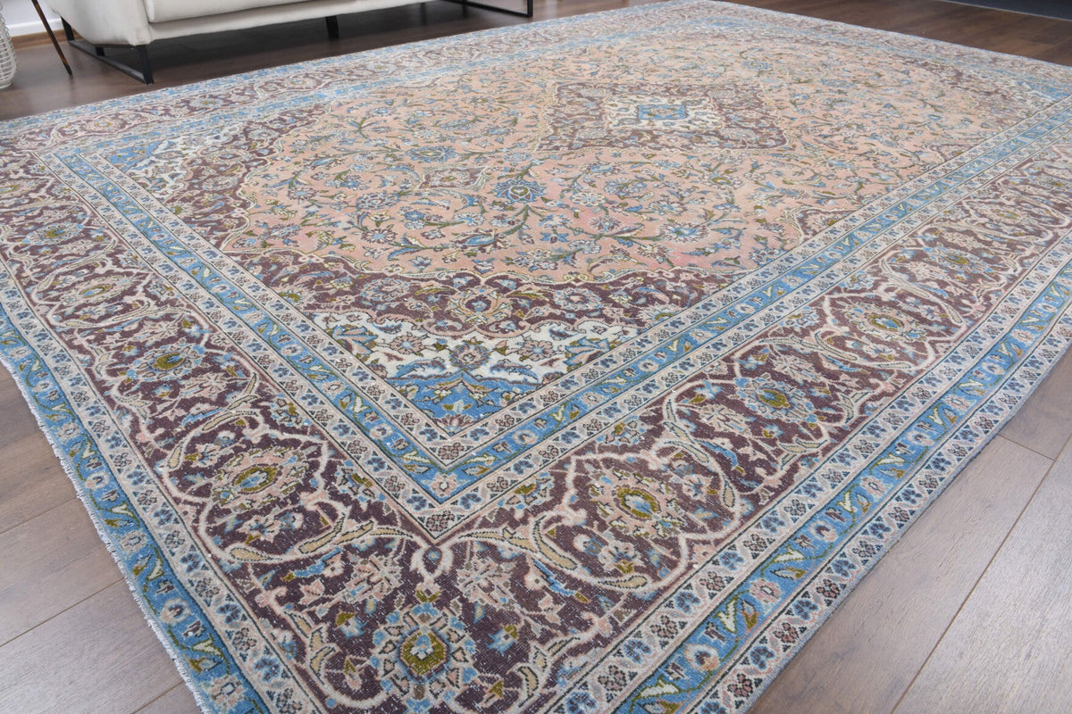 El yapımı vintage halı 287x411 cm oryantal desenli yün - desen detayı