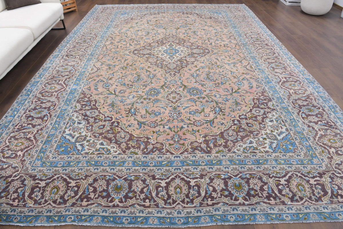 El yapımı vintage halı 287x411 cm oryantal desenli yün - mekan görünümü
