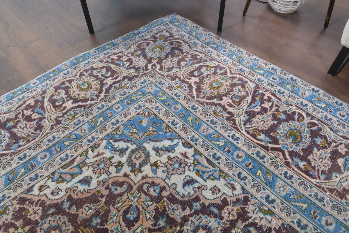 El yapımı vintage halı 287x411 cm oryantal desenli yün - üstten görünüm