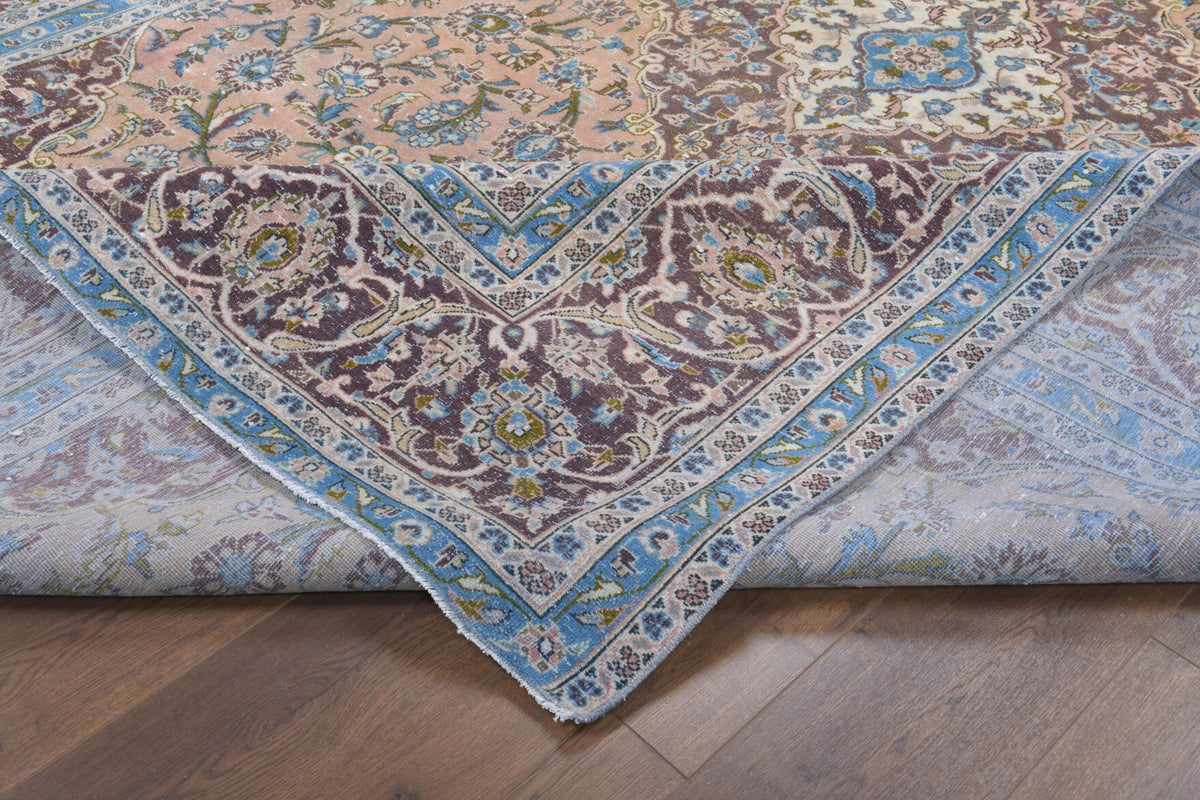 El yapımı vintage halı 287x411 cm oryantal desenli yün