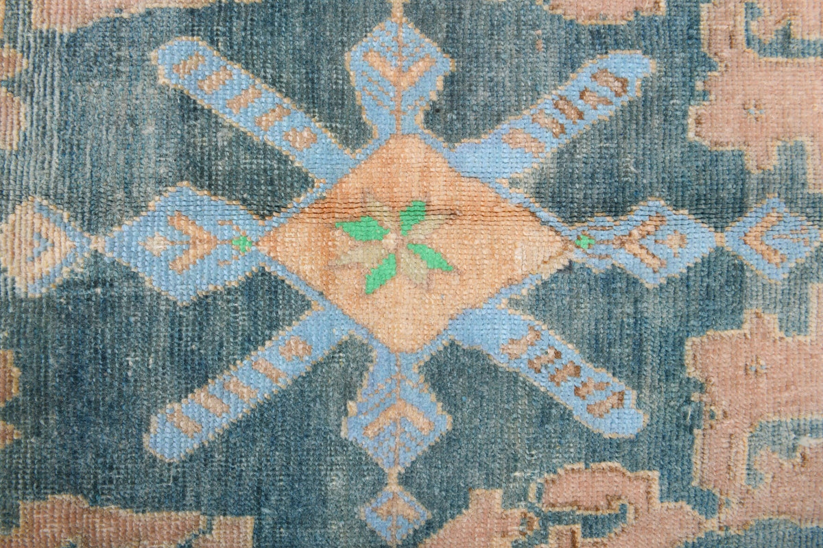 El yapımı vintage halı 229x302 cm oryantal desenli yün - üstten görünüm