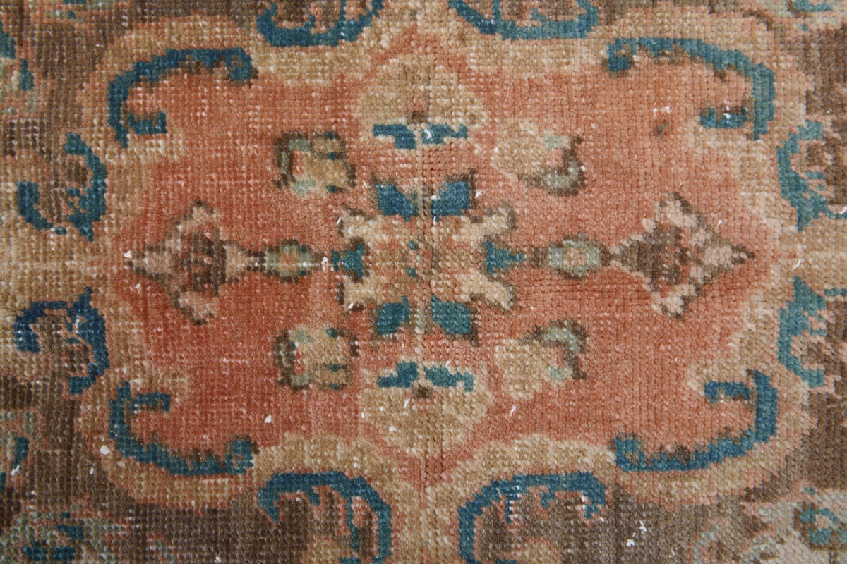 El yapımı vintage halı 183x274 cm madalyonlu desenli yün - açık alan görünümü