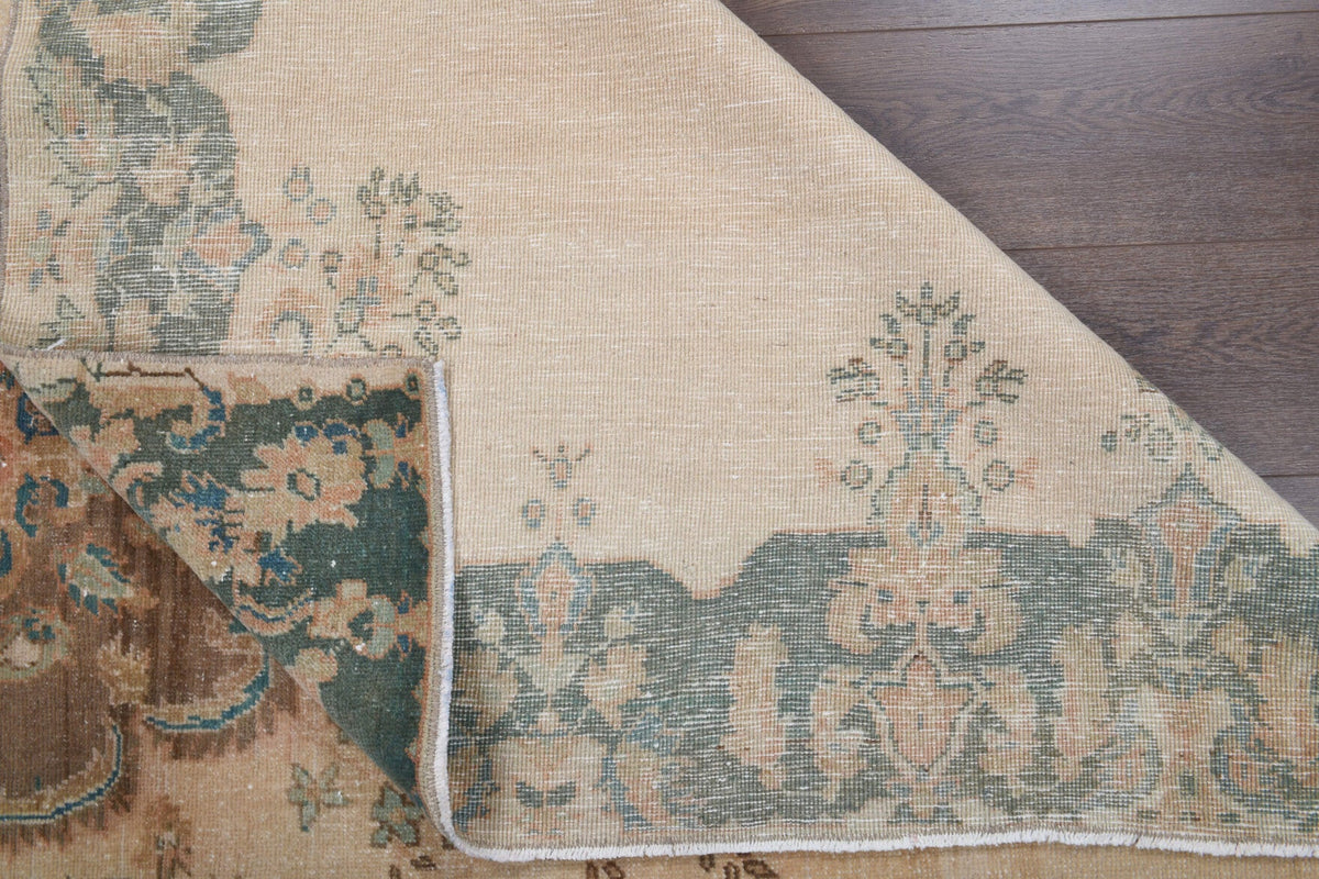 El yapımı vintage halı 183x274 cm madalyonlu desenli yün - farklı açıdan görünüm