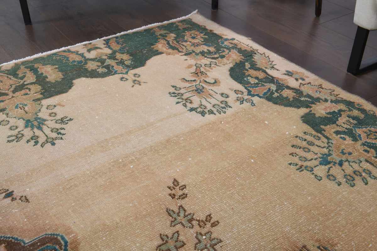 El yapımı vintage halı 183x274 cm madalyonlu desenli yün
