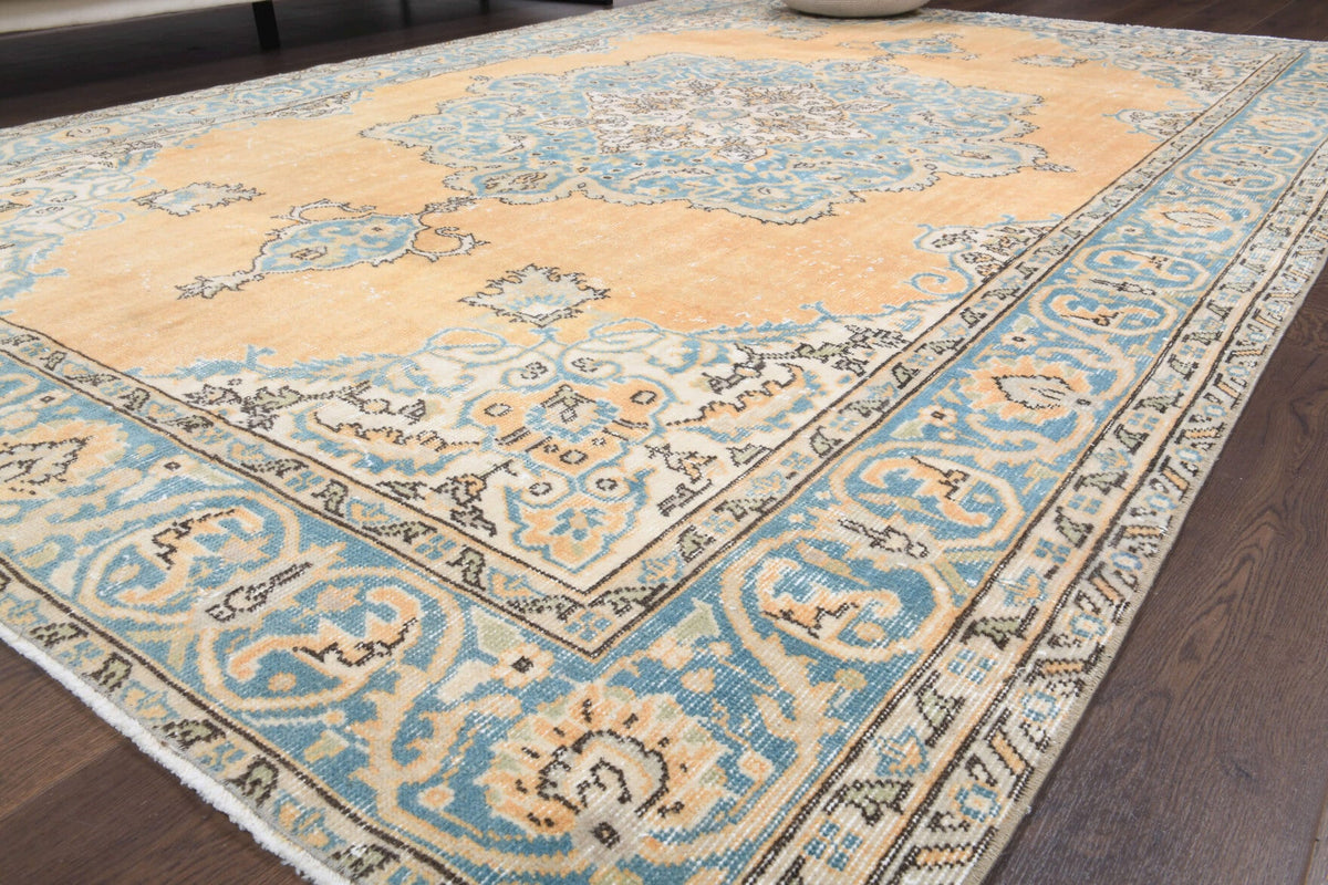 El yapımı vintage halı 203x295 cm oryantal desenli yün - desen detayı