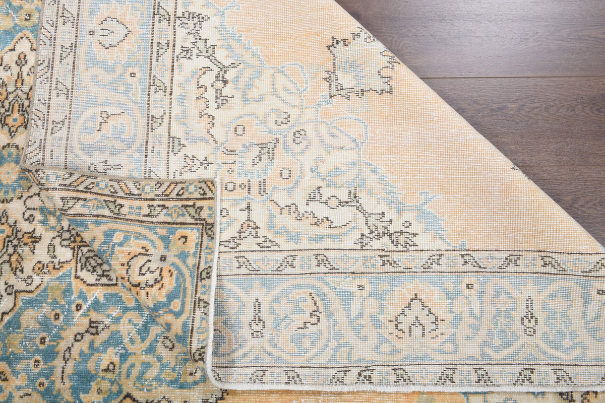 El yapımı vintage halı 203x295 cm oryantal desenli yün - farklı açıdan görünüm
