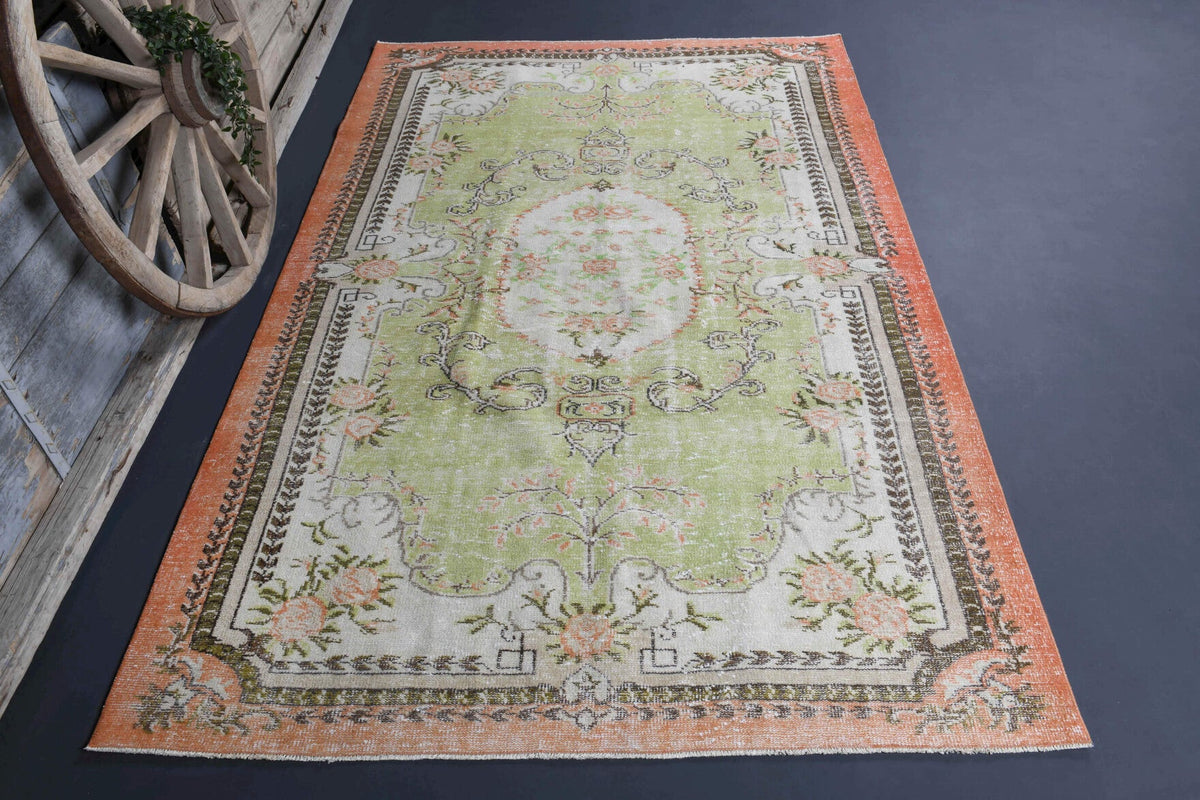 El yapımı vintage halı 183x274 cm oryantal desenli yün